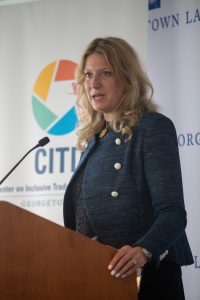 Professor Katrin Kuhlmann addresses the audience