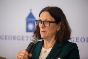 Cecilia Malmström addresses the audience
