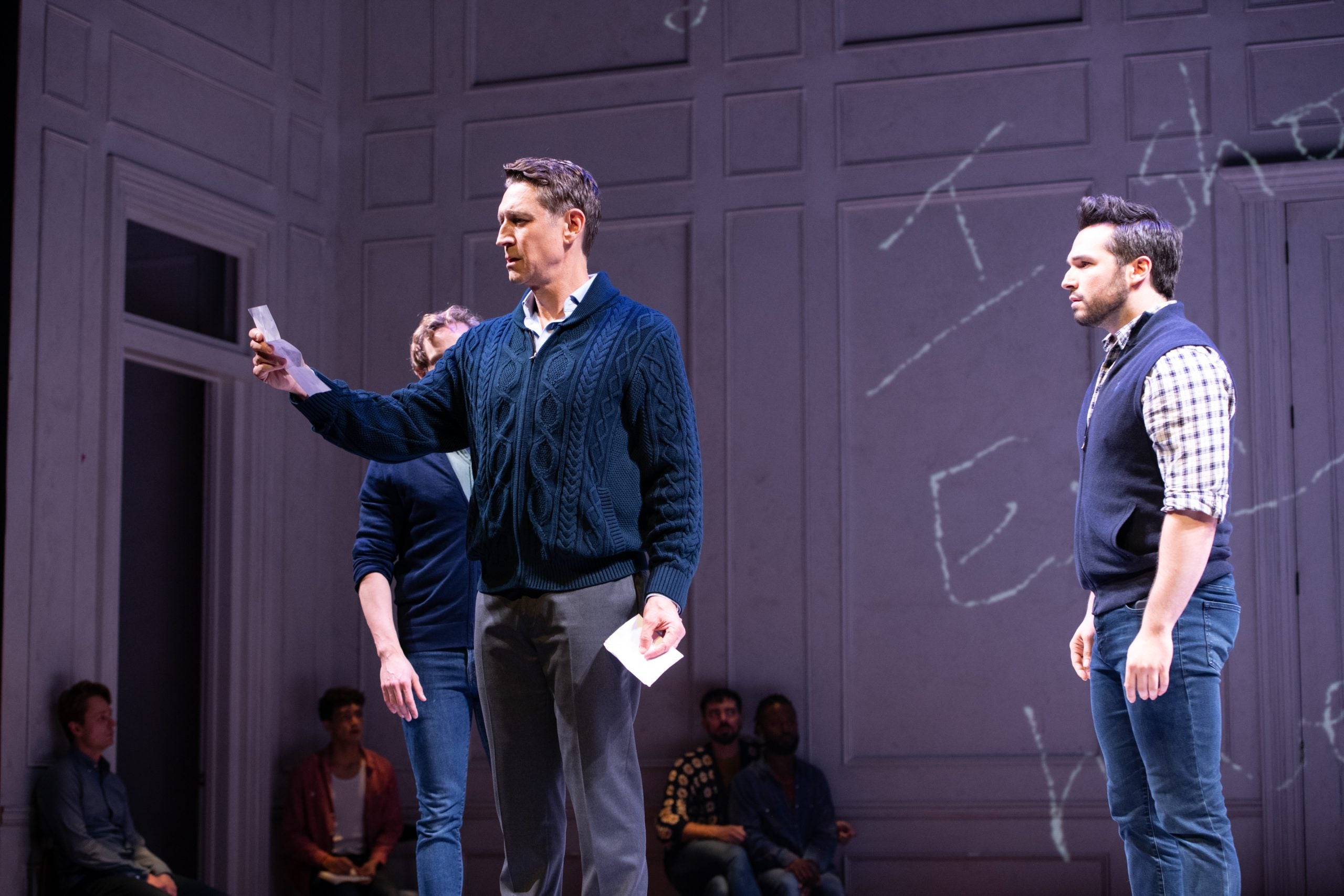 Gant and his castmates onstage in "The Inheritance." 