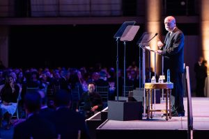 Dean Emeritus William M. Treanor presenting acceptance remarks at The American Lawyer's awards ceremony.