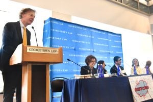 Jasper Wesseling, left, Treasurer General of the Netherlands Finance Ministry, opened the launch event for the #PublicDebtIsPublic platform. 