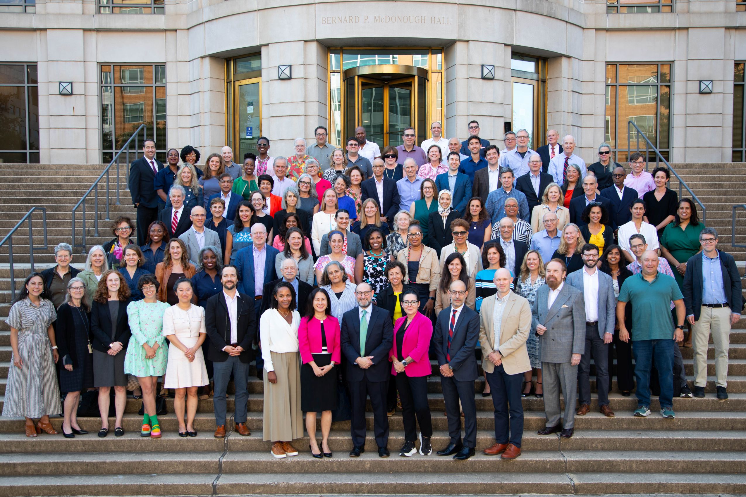Georgetown Law faculty group photo on the McDonough Hall steps, fall 2025
