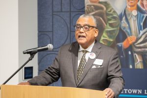 Mark Gaston Pearce, former NLRB Chair and former Georgetown Law Workers’ Rights Institute Director, moderating a panel at the Georgetown Law Journal’s 2025 symposium. 
