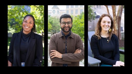 Image collage of three student portraits; see caption for details