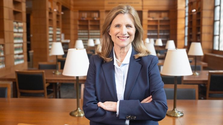 Georgetown Law Dean M. Elizabeth Magill in the Edward Bennett Williams Law Library