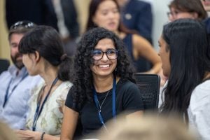 J.D. students connected with new classmates at section-specific welcome sessions. 