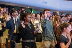 Clinic participants swore to uphold their professional and ethical obligations as student attorneys. 
